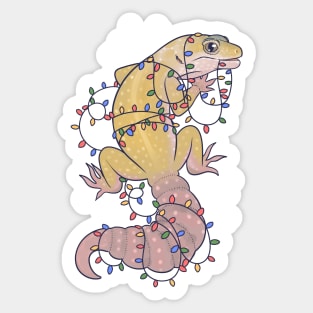 Leopard Gecko and Holiday Lights Sticker